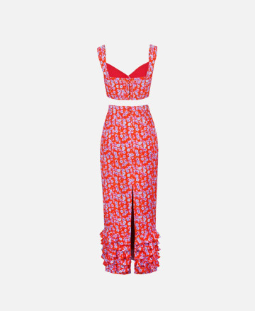 Orange midi suit