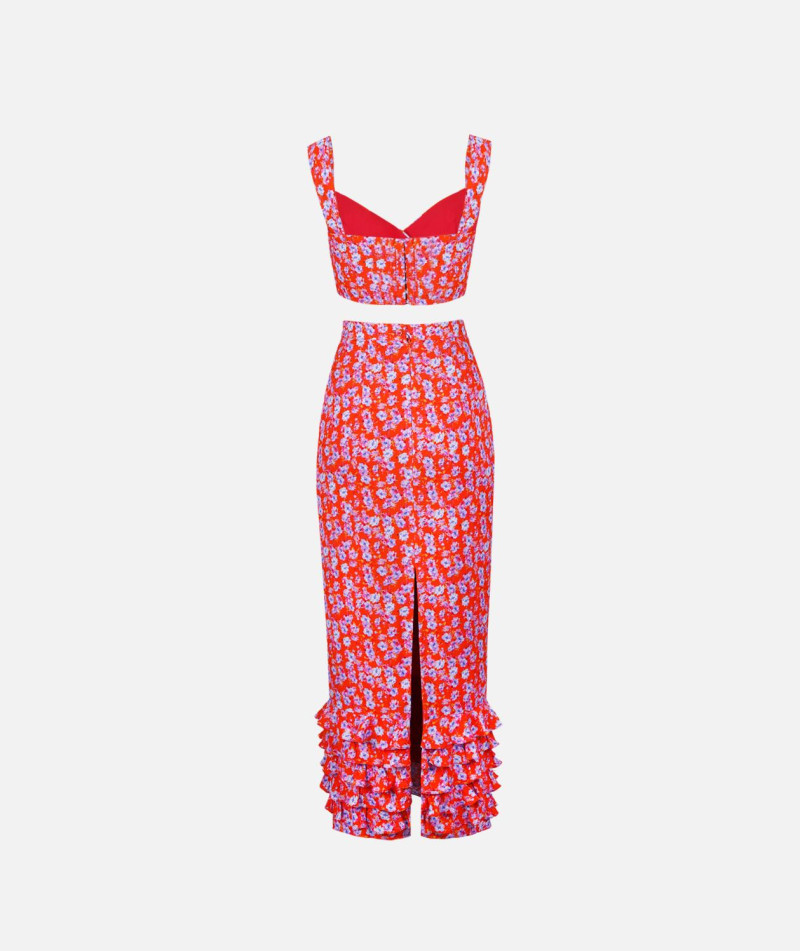 Orange midi suit